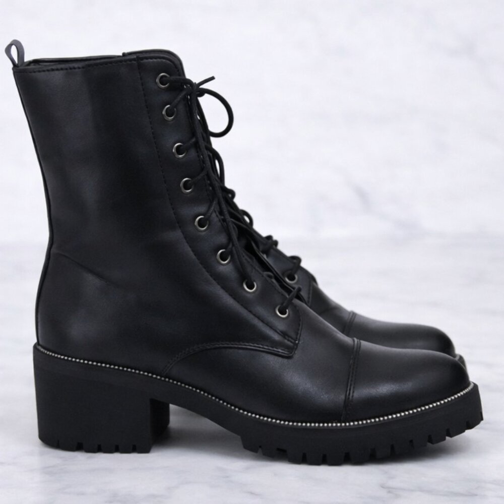Black Lace-Up Combat Boots
